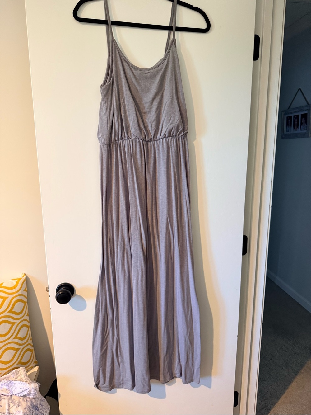 Massimo Slate Gray Maxi Slip Dress with Spaghetti Straps